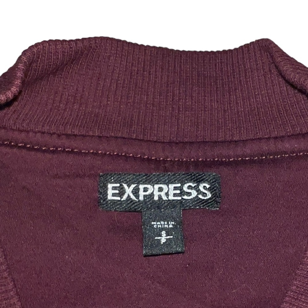 Express Burgundy Embroidered Bomber Jacket - Picture 2 of 10